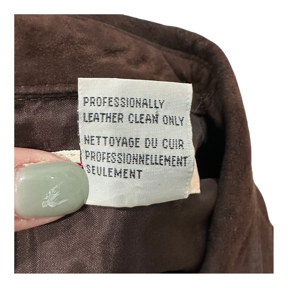 Talbots Womens Leather Suede Shirt Jacket Size M Old Money Western Brown - Picture 7 of 8